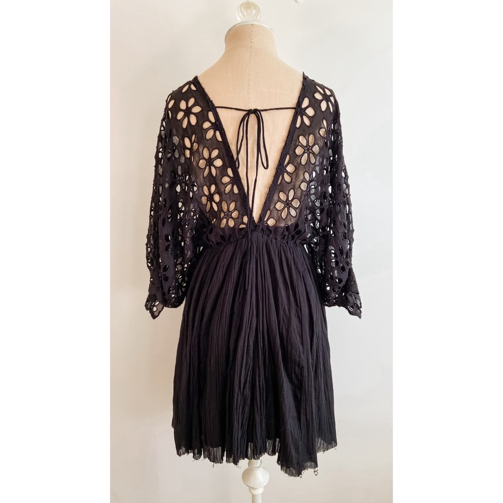 Free People Bella Notte Black Eyelet Mini Dress - Picture 9 of 16
